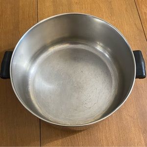 Farberware 6 quart stainless steel pot with 2 black handles, no lid